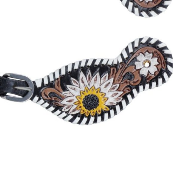 MYRA BAG Propeller Sunflower Floral Hand Tooled Western Spur Straps NWT - Picture 2 of 6